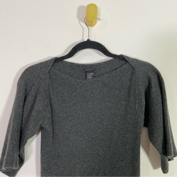 Theory Gray Boatneck Half Sleeve Knit Cashmere Sweater Top - Picture 2 of 6